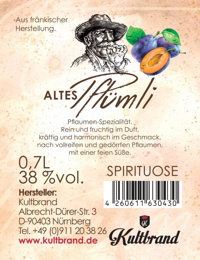 Altes Pflümli 0,7L 6x Pflaumen-Spezialität / Vieille Prune (vormals Alte Pflaume) – Bild 3
